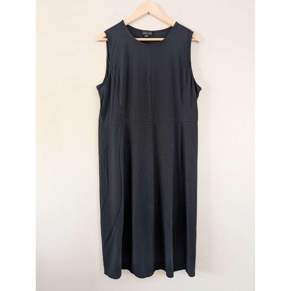 J. Jill Wearever Black Sleeveless Dress Petite Large Jersey Goblincore‎ Comfort